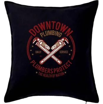 Polštář Downtown Plumbing - Polštář 50x50 - 50x50 - Pouze potah ( Černá )