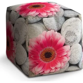 Taburet Taburet Kostka Gerbera na kamenech: 40x40x40 cm - Sablio