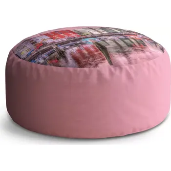 Sedací pytel Kulatý taburet Circle Barevné domky na pobřeží: 38x48 cm - Sablio