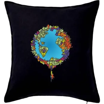 Polštář Země plná lidí - Polštář 50x50 - 50x50 - Pouze potah ( Černá )
