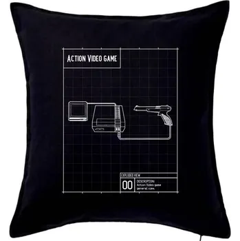Polštář Nákres videohra se zbraní - Polštář 50x50 - 50x50 - Pouze potah ( Černá )