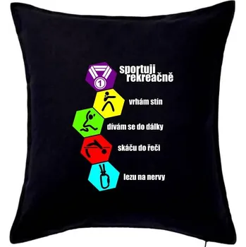 Polštář Sportuji rekreačně - Polštář 50x50 - 50x50 - Pouze potah ( Černá )