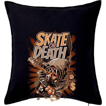 Polštář Skate or death plynová maska - Polštář 50x50 - 50x50 - Včetně výplně ( Černá )