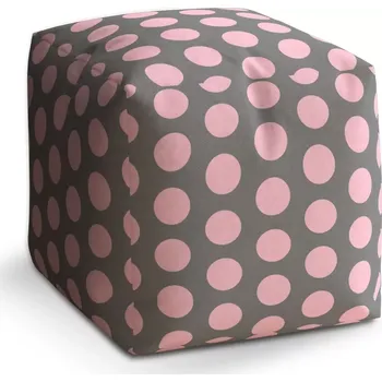 Taburet Taburet Kostka Velké růžové puntíky: 40x40x40 cm - Sablio