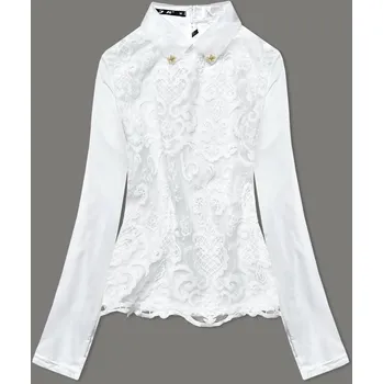 Dámská košile Elegantní halenka v ecru barvě s límečkem (8522/3) odstíny bílé S (36)