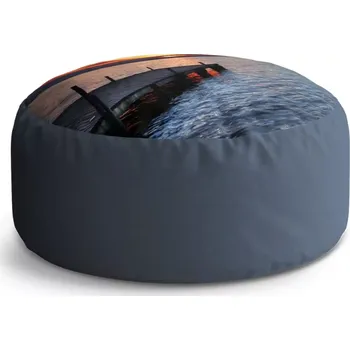 Sedací pytel Kulatý taburet Circle Západ slunce nad molem: 38x48 cm - Sablio