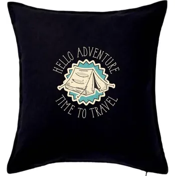 Polštář Hello Adventure - Polštář 50x50 - 50x50 - Pouze potah ( Černá )