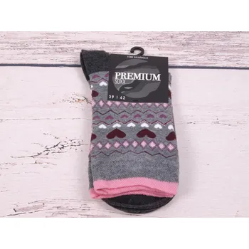 Dámské ponožky CNB BERLIN ponožky DE 34262 šedé se vzorkem srdíčkem s růžovou a vínovou velikosti ponožek: 26-28 (EUR vel. 39-42)