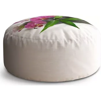 Sedací pytel Kulatý taburet Circle Orchideje a kameny: 38x48 cm - Sablio