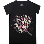 WOLF DÍVČÍ TRIČKO S KYTICÍ S2411B VELIKOSTI 116-146 Velikost: 122, Barva: Černá