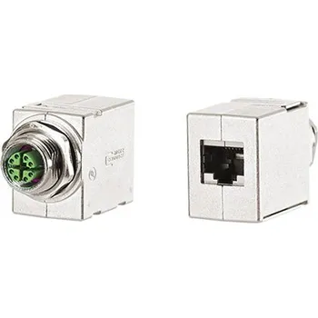 Datový kabel METZ CONNECT Redukce M12 8pin (F), kód X, - RJ45(F), do panelu, stíněná (MWN811A415) - 26.11.0776