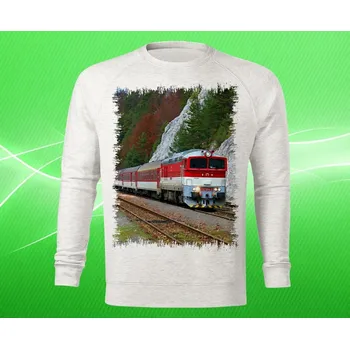 Pánská mikina mikina s lokomotivou 757 004-7 dámská XL (mikina s vlakem světle šedý melír)