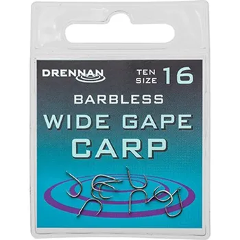 Rybářský háček Drennan háčky bez protihrotu Wide Gape Carp Barbless vel. 12