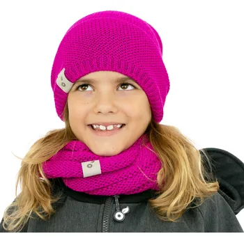 Čepice UNUO DĚTSKÁ ČEPICE PLETENÁ WARM FUCHSIOVÁ, velikost S - L Velikost: M, Vzor: Fuchsiová