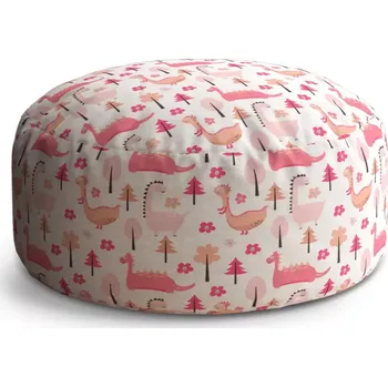 Sedací pytel Kulatý taburet Circle Růžoví dinosauři: 38x48 cm - Sablio