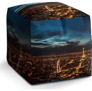 Taburet Taburet Kostka Noční Paříž: 40x40x40 cm - Sablio