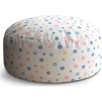 Sedací pytel Kulatý taburet Circle Barevné puntíky na bílé: 38x48 cm - Sablio