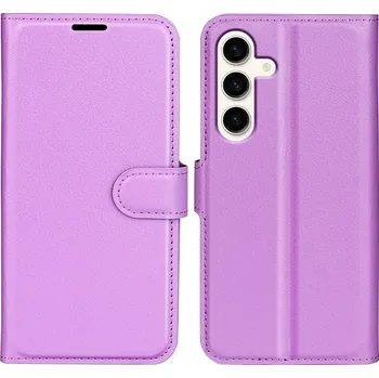 Pouzdro na mobilní telefon Litchi knížkové pouzdro pro Samsung Galaxy S24+ fialové