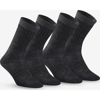 Pánské ponožky QUECHUA Turistické polovysoké hřejivé ponožky SH 900 39/42 ČERNÁ|ŠEDÁ