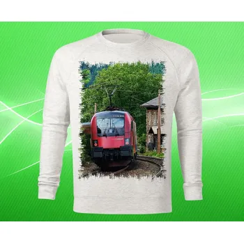 Pánská mikina mikina s lokomotivou 1116 233 pánská L (mikina s vlakem světle šedý melír)