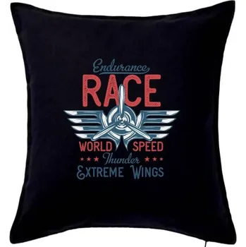 Polštář Endurance race Extreme Wings - Polštář 50x50 - 50x50 - Včetně výplně ( Černá )