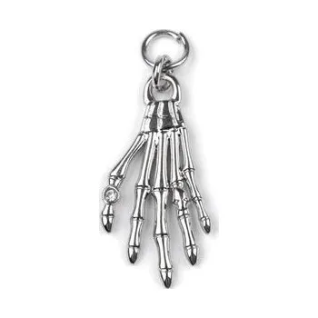 Přívěsek Přívěsek ruka kostlivce s kamínkem a lebkou