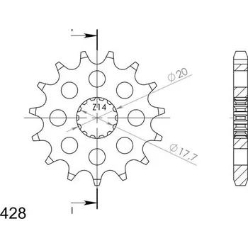 Řetězová sada pro motocykl SUPERSPROX Řetězové kolečko SUPERSPROX CST-558:19 19 zubů, 428