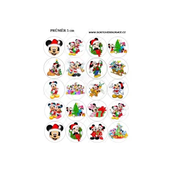 Jedlá dekorace na dort VÁNOČNÍ MICKEY, VARIANTA Jedlý papír 1097