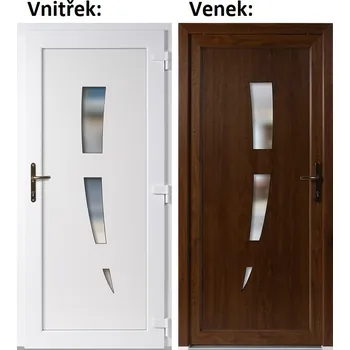 Vchodové dveře Soft Vchodové plastové dveře 123 Zlatý dub / Bílá 100x210 cm, pravé