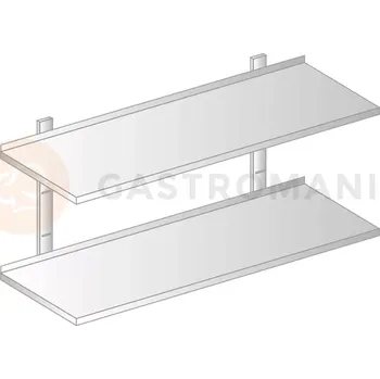 Závěsné křeslo Závěsná police dvojitá nastavitelná z nerezové oceli s rovným povrchem 2000x300x700 mm | DORA METAL, DM-3503