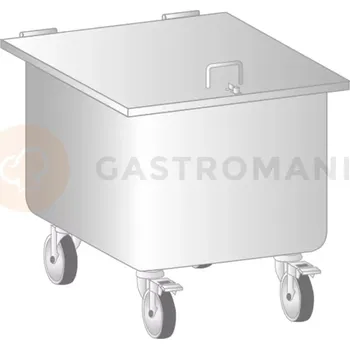 Nádoba na led Pojízdný odpadkový koš z nerezové oceli 50 l, 400x400x650 mm | DORA METAL, DM-3410