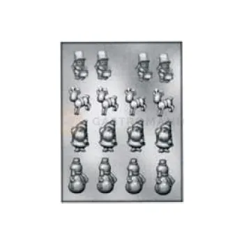 Výrobník cukrové vaty Forma na pralinky a čokoládky - Vánoce, 16x - 904109 Tamburinobabbo Natale-Pupazzorenna | SILIKOMART, EasyChoc