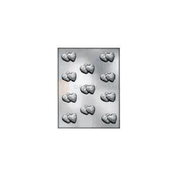 Výrobník cukrové vaty Forma na pralinky a čokoládky - dvojité srdíčka, 11x 43x30x9 mm - 901015 Doppi Cuori | SILIKOMART, EasyChoc