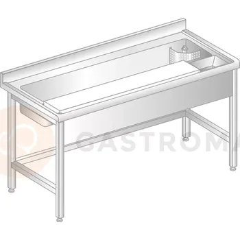 Počítačový stůl Stůl přístěnný z nerezové oceli na čištění potravin se zadní lištou a okapovou lištou 1200x700x850 mm | DORA METAL, DM-S-3237