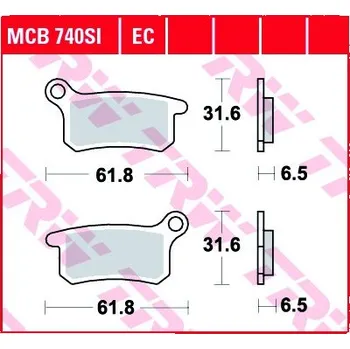 Brzda pro motocykl Zadní brzdové destičky TRW / Lucas KTM SX 85 2004 - 2010 směs SI