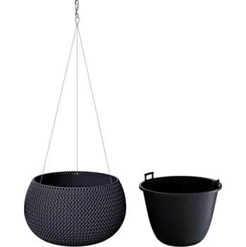 Květináč PROSPERPLAST Květináč s vkladem a ocel. lankem SPLOFY BOWL WS antracit 37cm