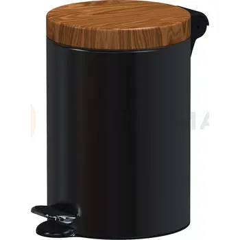 Nádoba na led Pedálový odpadkový koš s dřevěným víkem 3 l, 26x17 cm, černý/zlatý dub | ALDA, Freedom Fresh