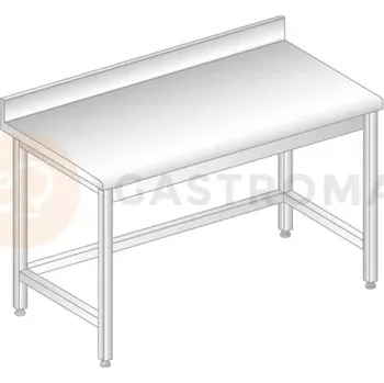 Počítačový stůl Stůl přístěnný z nerezové oceli se zadní lištou a okapovou lištou 600x700x850 mm | DORA METAL, DM-S-3101