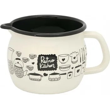 Metalac Retro Kitchen, smaltovaný baněný hrnek s výlevkou 10 cm, 0,8 l