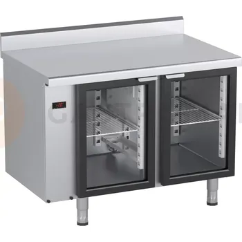 Chladící stůl bez agregátu s prosklenými dveřmi, zadní lištou a okapovou lištou 1125x600x850 mm | DORA METAL, DM-S-90005