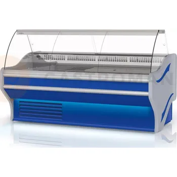 Modul chladícího pultu s tvrzeným ohýbaným sklem, osvětlením korpusu a deskou z nerezové oceli " plátno" 1940x1070x1220 mm | RAPA, L-E1