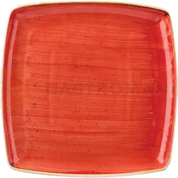 Talíř Hranatý talíř červený, ručně zdobený 26,8 x 26,8 cm | CHURCHILL, Stonecast Berry Red