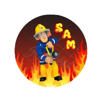 Jedlá dekorace na dort POŽÁRNÍK SAM hoří, VARIANTA Jedlý papír 933