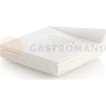 Jednorázové nádobí Protiskluzový tácek na dorty, dezerty a monoporce 8,5x8,5 cm, čtvercový - bílý, 25 ks | SILIKOMART, Trays