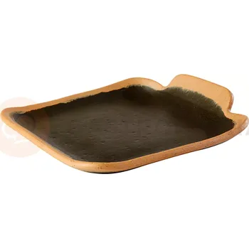 Servírovací tác z melaminu, tmavě hnědý 140x130 mm | APS, Crocker