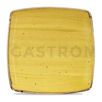 Hranatý talíř hořčicový, ručně zdobený 26,8 x 26,8 cm | CHURCHILL, Stonecast Mustard Seed Yellow