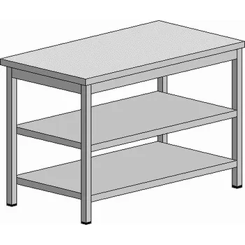 Dílenský stůl Pracovní nerez stůl s 2 policemi 1600x600x900