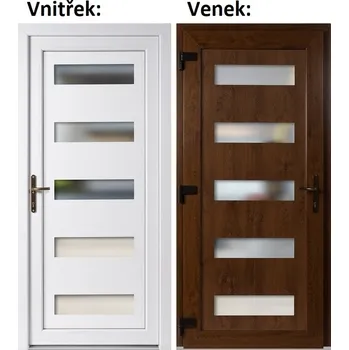 Vchodové dveře Soft Vchodové plastové dveře 6300 Zlatý dub / Bílá 98x198 cm, levé, otevírání VEN