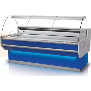 Chladící pult s ohýbaným tvrzeným sklem a pultem z nerezové oceli a podsvíceným korpusem 1250x1070x1220 mm | RAPA, L-B3