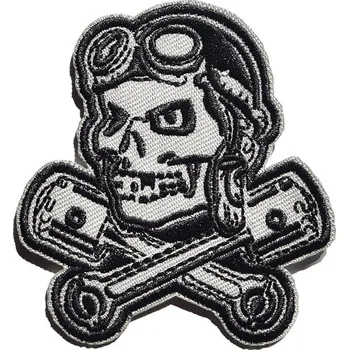 Nášivka Moto nášivka Rockabilly Lebka s písty 4 cm x 7,5 cm